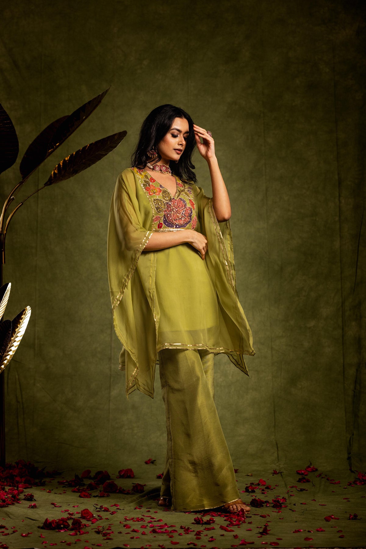 Light Green tissue kaftan set