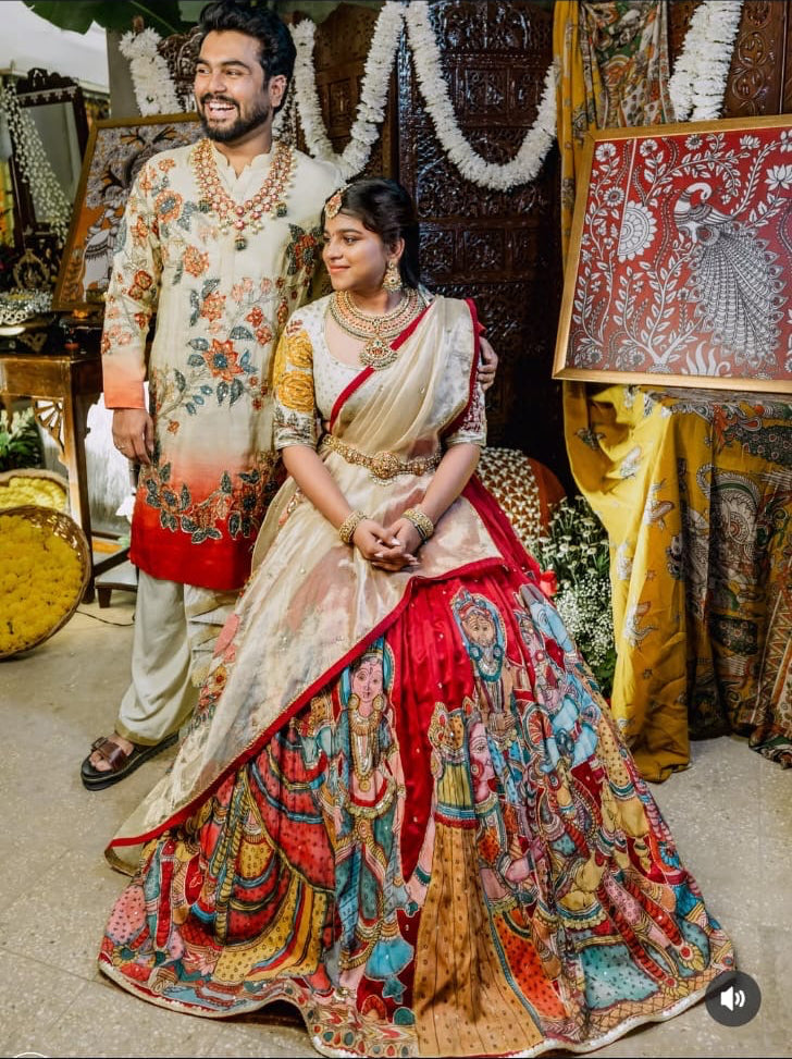 Red wedding concept lehenga