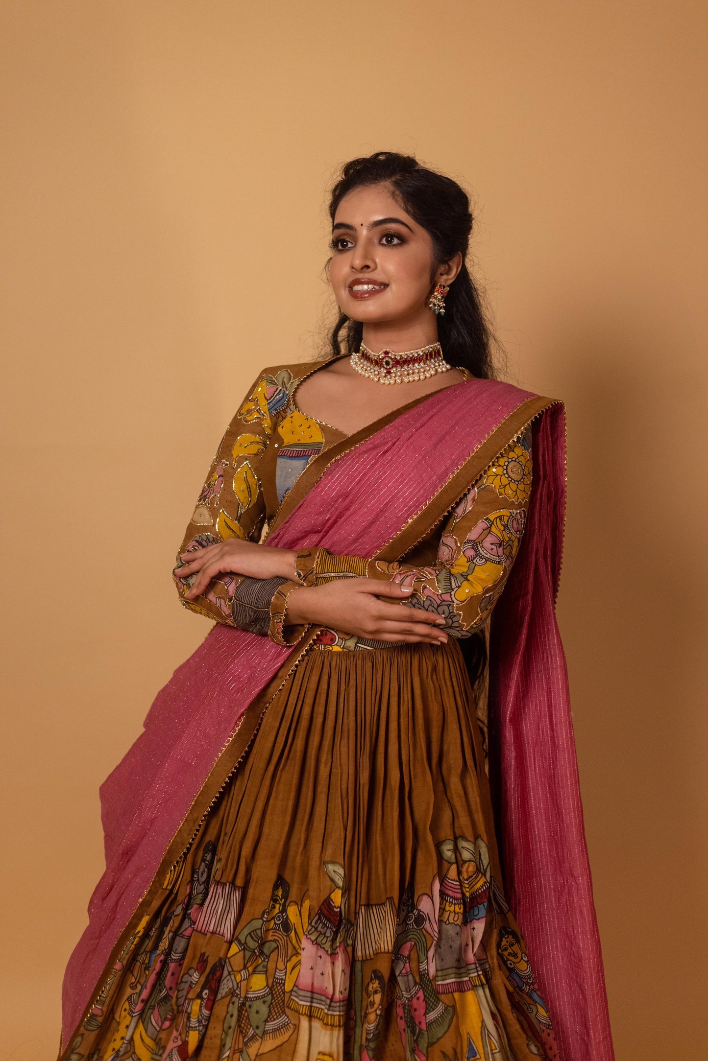 WEAVERS VILLAGE LEHENGA- Brown