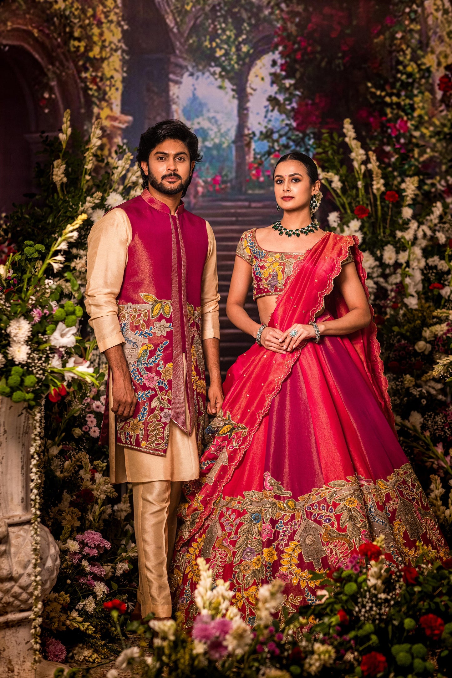 Pink & Magenta Tissue Lehenga set