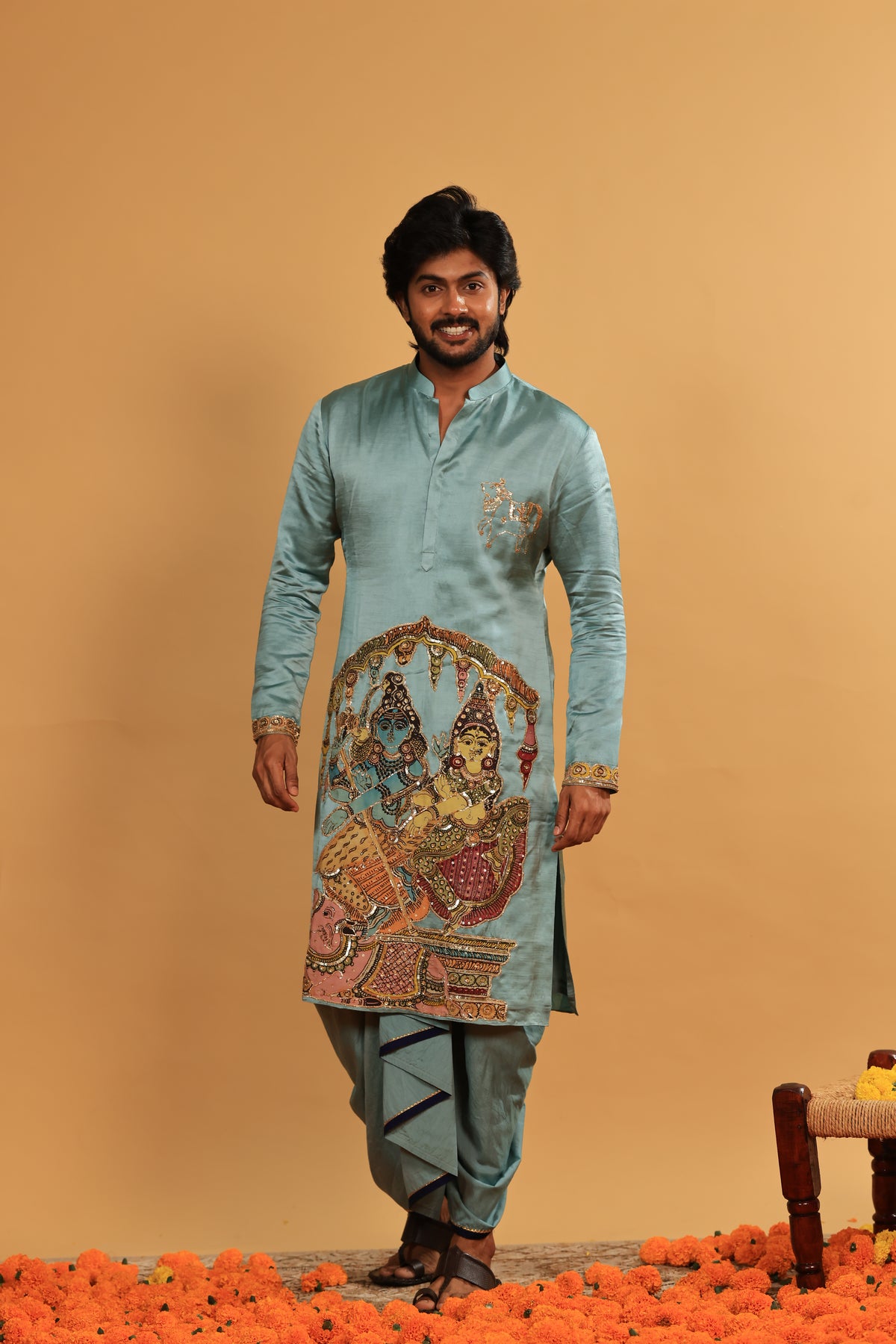 Light blue shiva parvati kurta