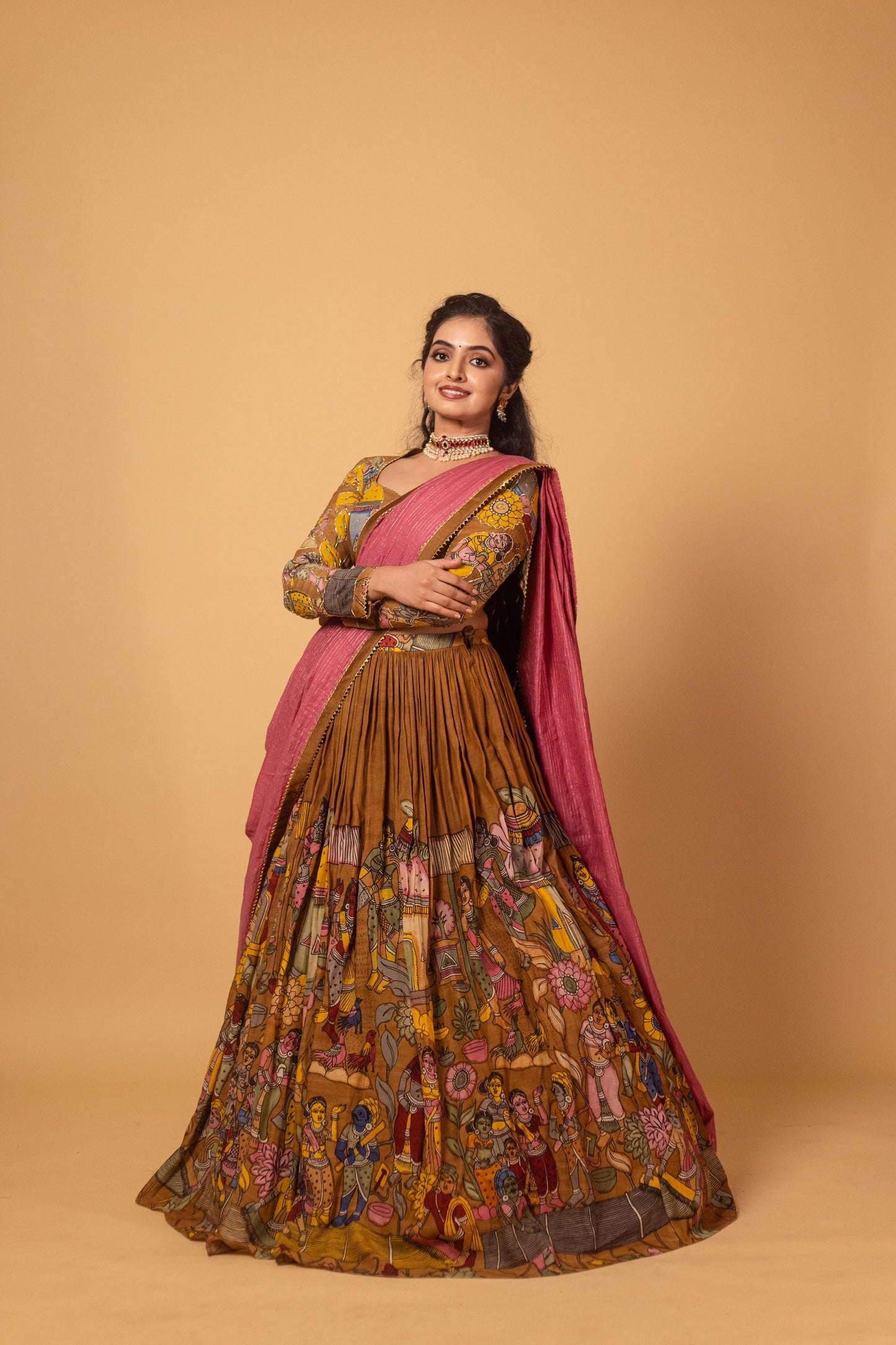 WEAVERS VILLAGE LEHENGA- Brown