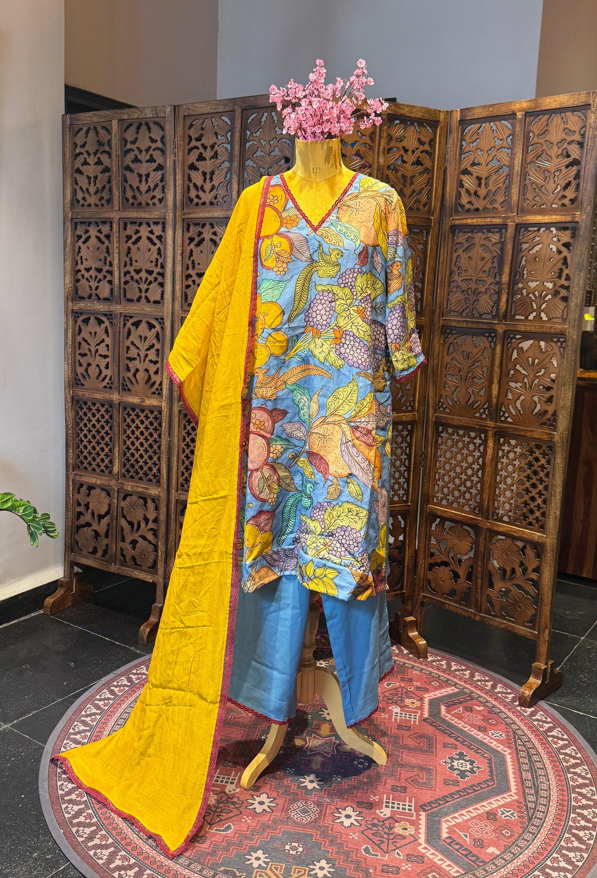 Blue Floral kurti set