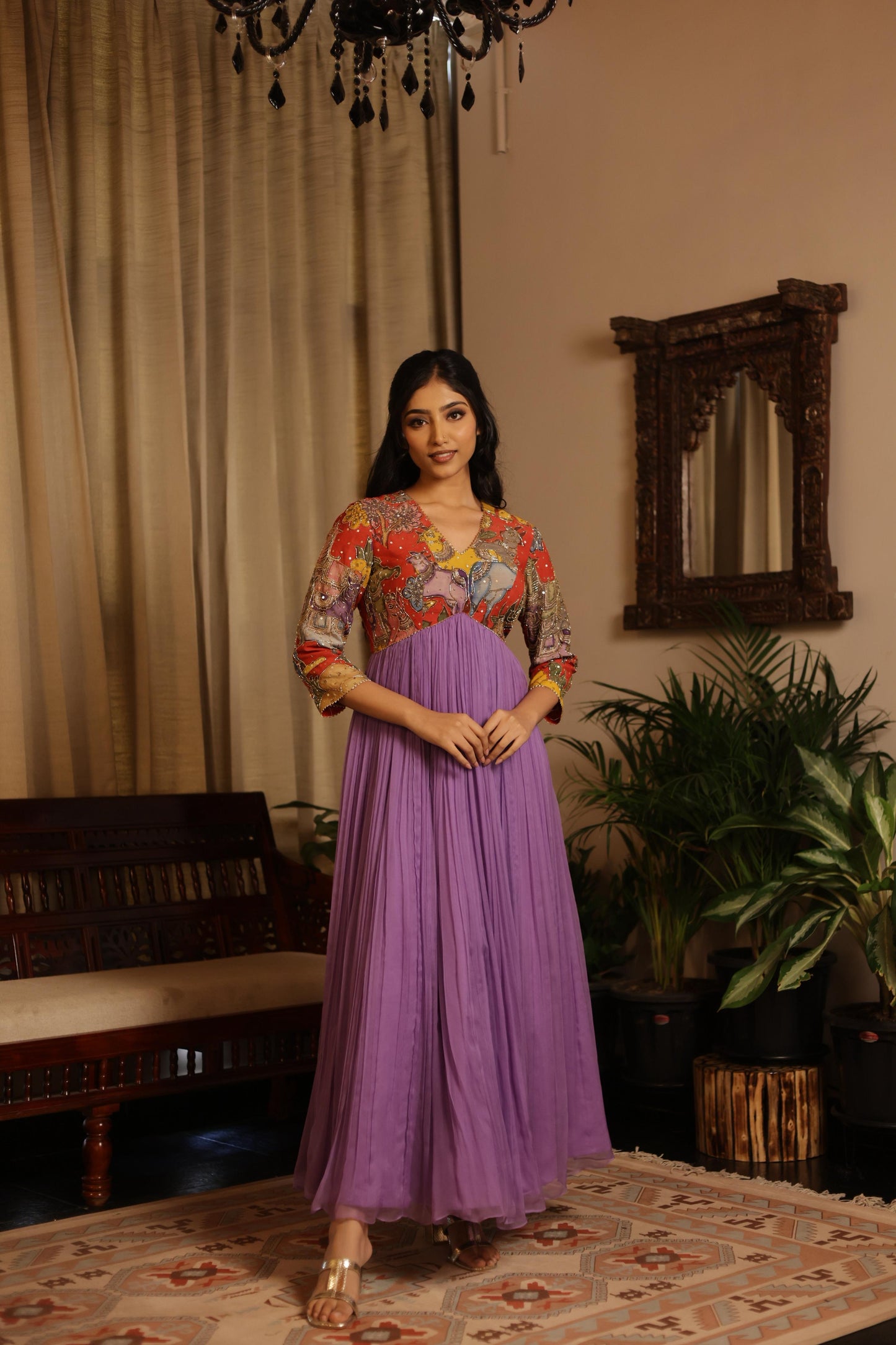 Red/ lavender anarkhali