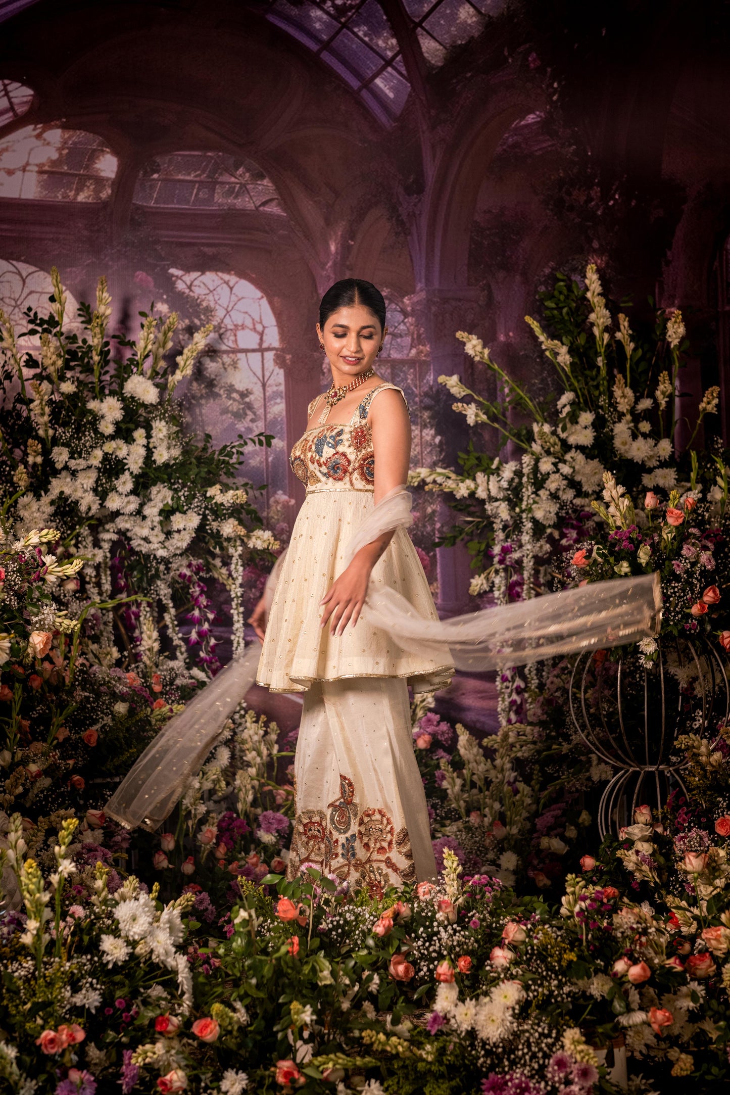 Ivory tissue sharara set