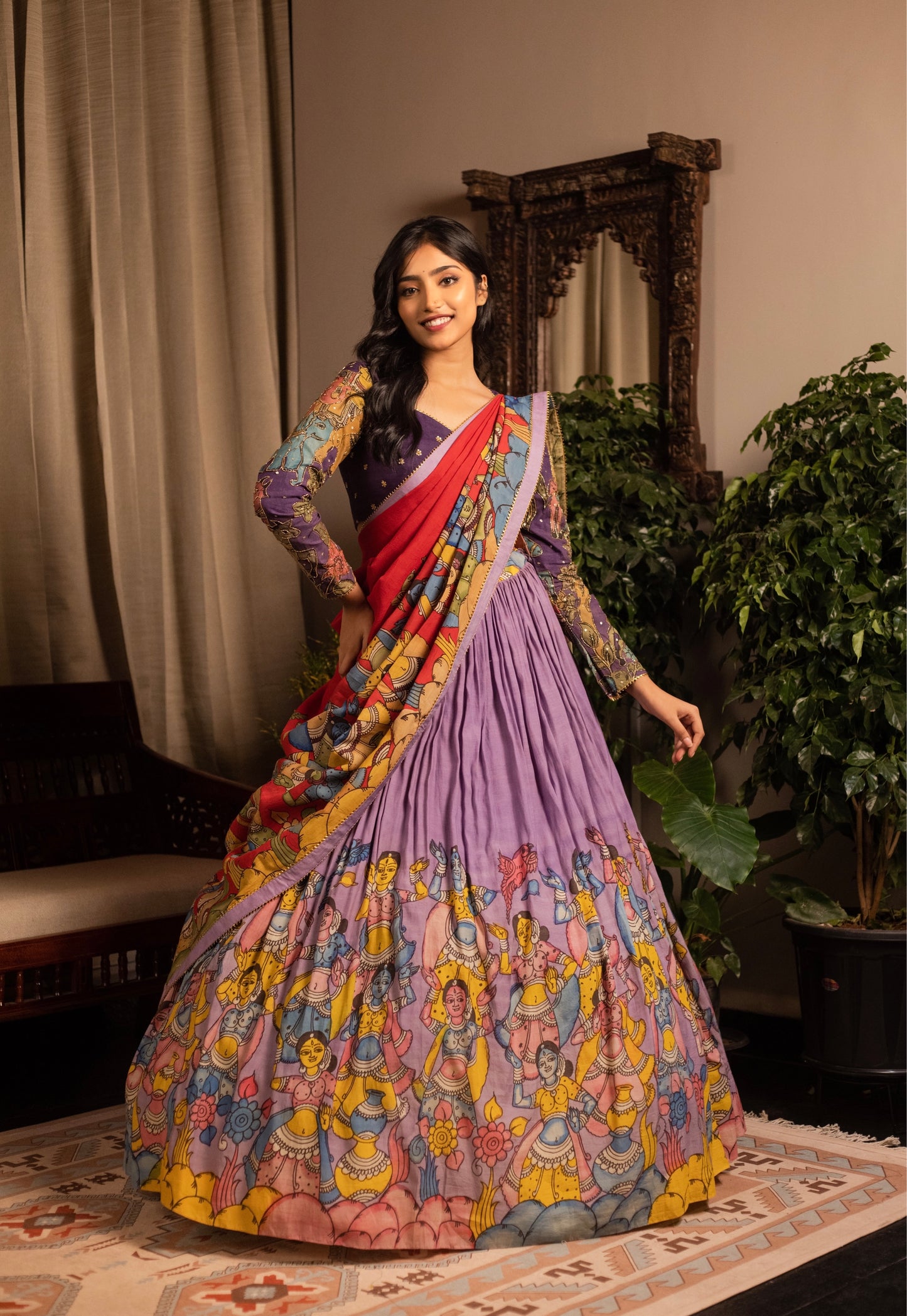 Purple / Red Ajantha lehenga set