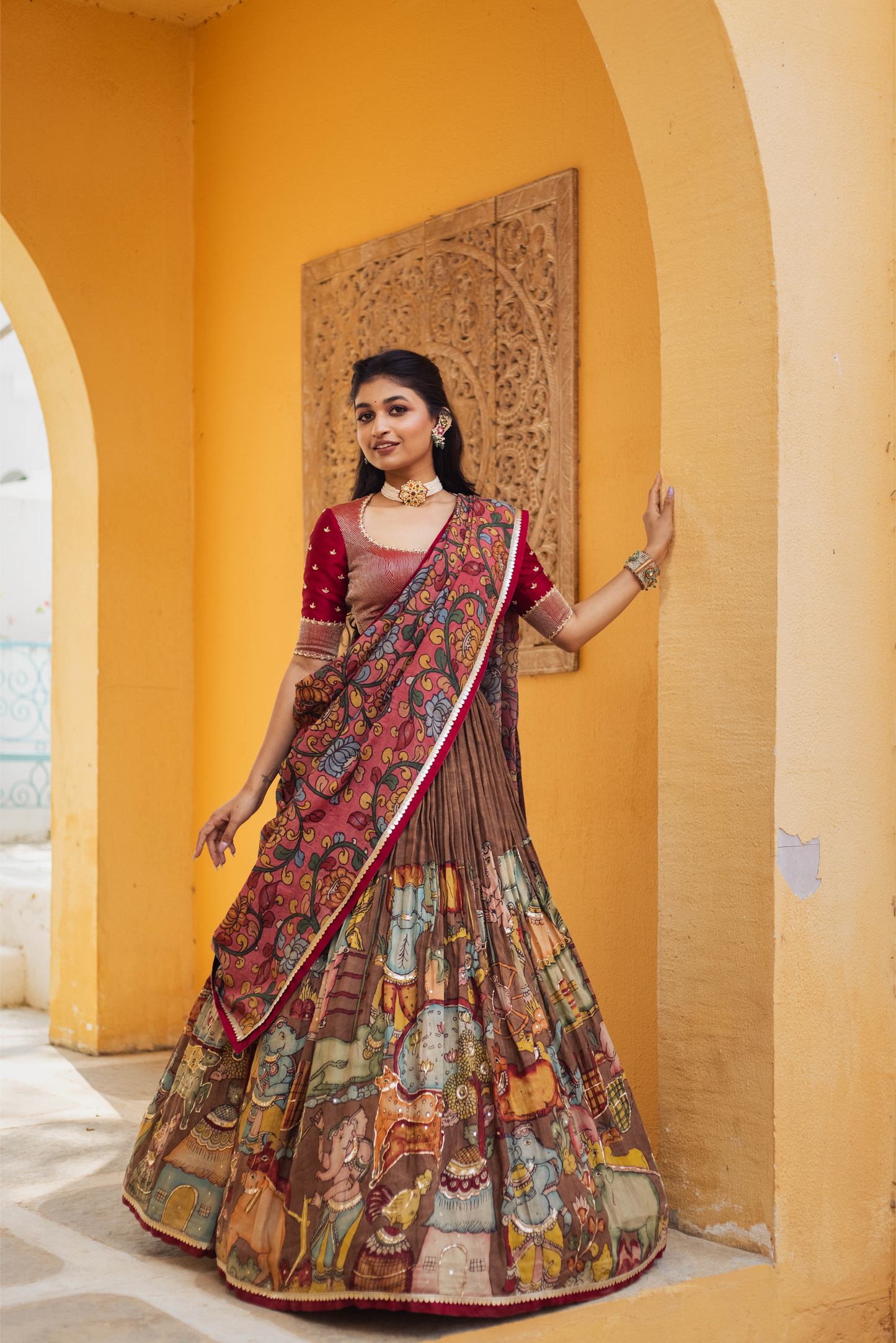 BROWN GANESHA LEHENGA