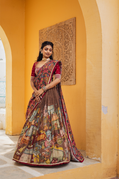 BROWN GANESHA LEHENGA