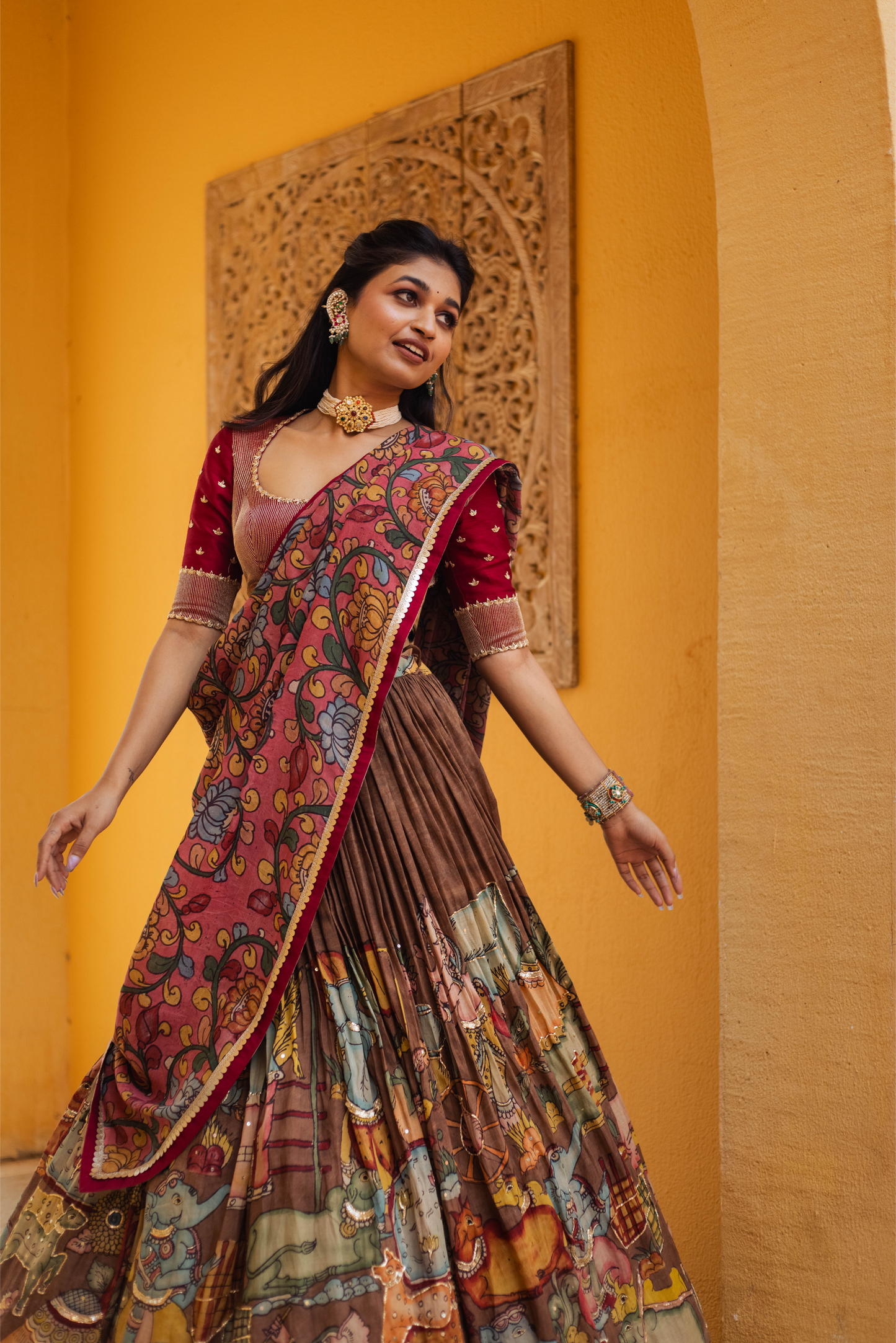 BROWN GANESHA LEHENGA