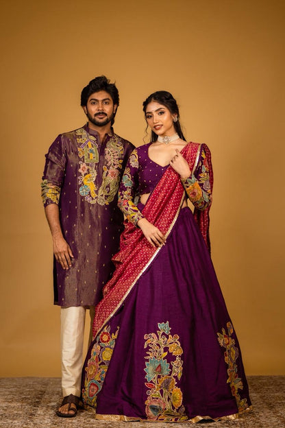 Purple tissue kurta set