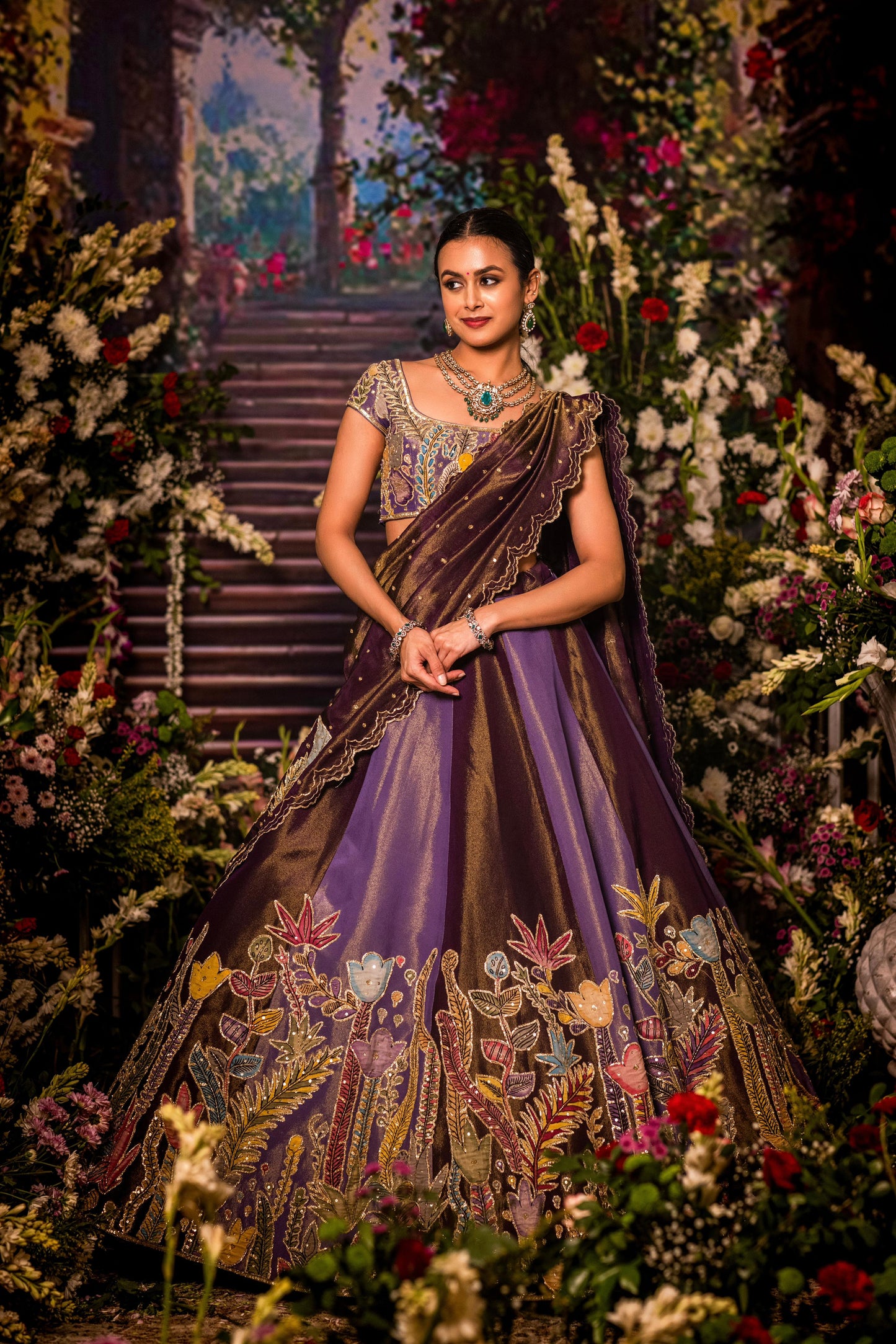 Purple & Lavender  Tissue Lehenga set