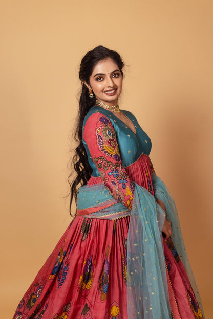 Pink & Blue anarkhali