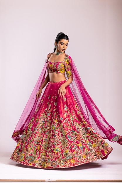 Pink tissue lehenga set