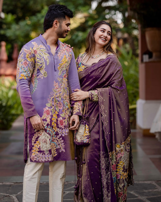 Lavender / Purple floral kurtha set