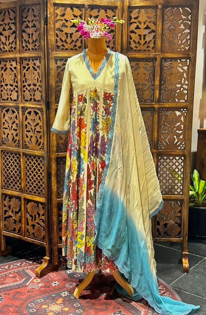 Hand painted floral anarkhali