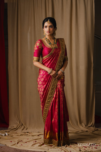 Pink kanchivaram saree