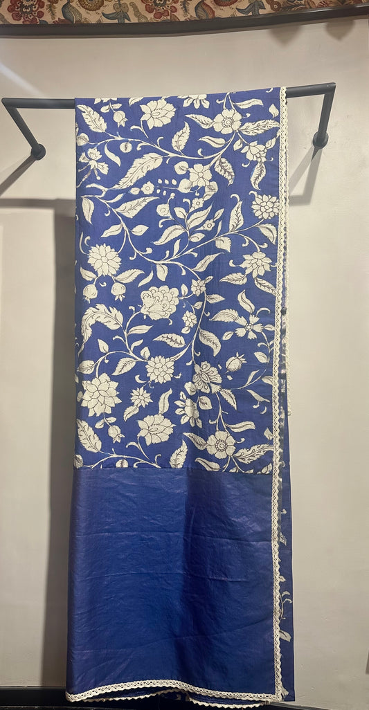 Indigo Blue floral saree