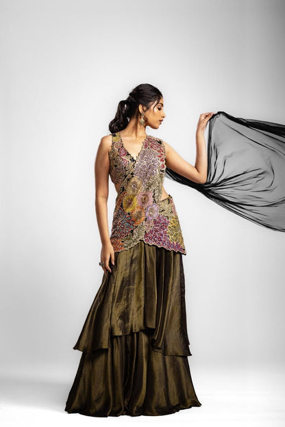 Black tissue skirt set