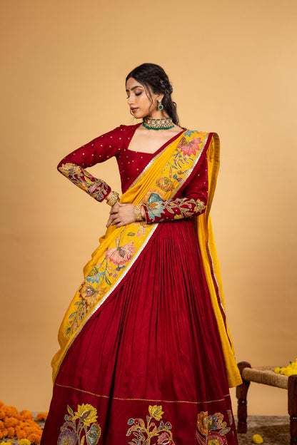 Red/ yellow lehenga