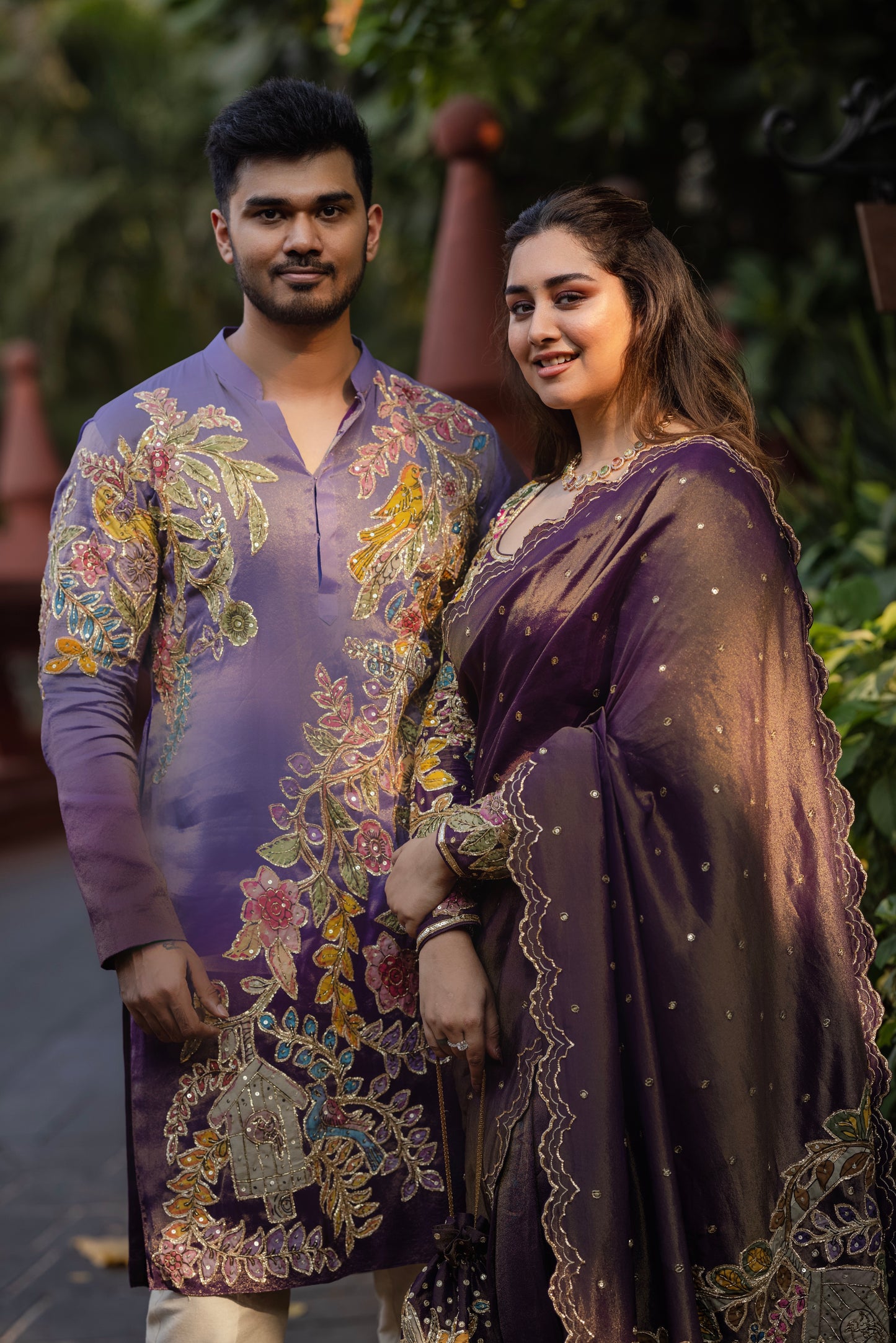 Lavender / Purple floral kurtha set