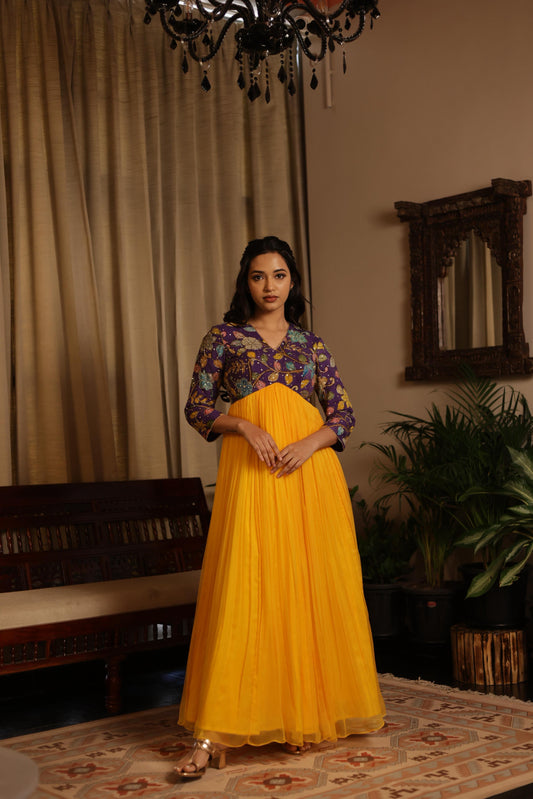 Purple/ yellow anarkhali