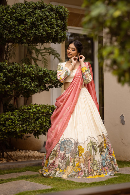Ivory ganesha lehenga set