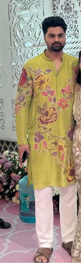 Pista Green floral kurtha set