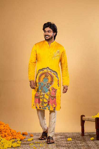 Yellow govardhan kurta set