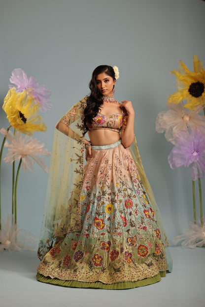 Tricolour garden lehenga set