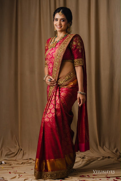 Pink kanchivaram saree