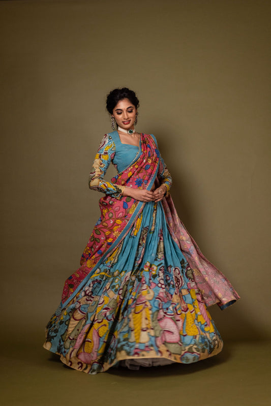 Light blue Radhe Lehenga set