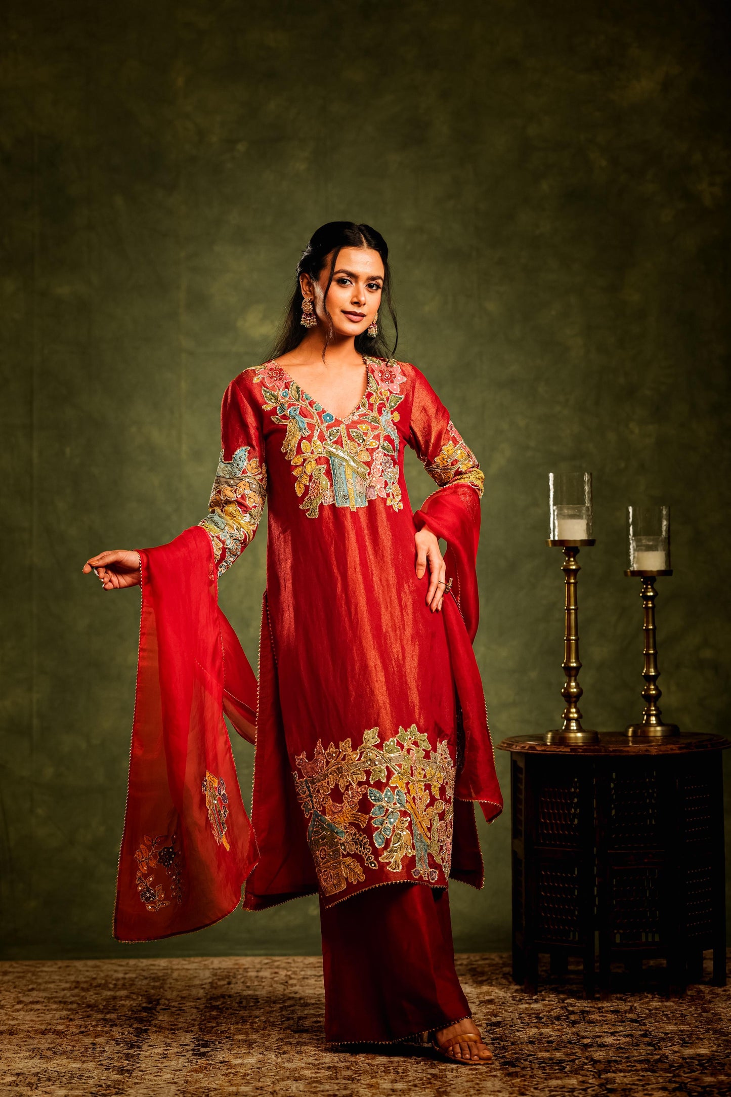 Red kurti set