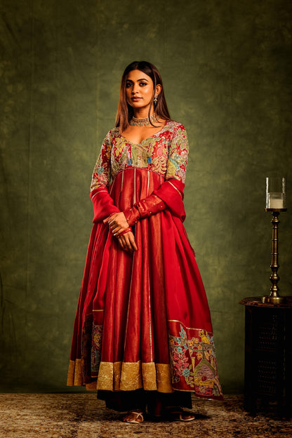 Red Anarkhali set