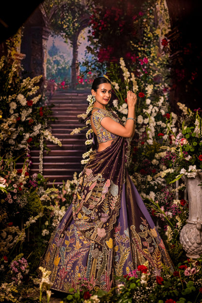 Purple & Lavender  Tissue Lehenga set