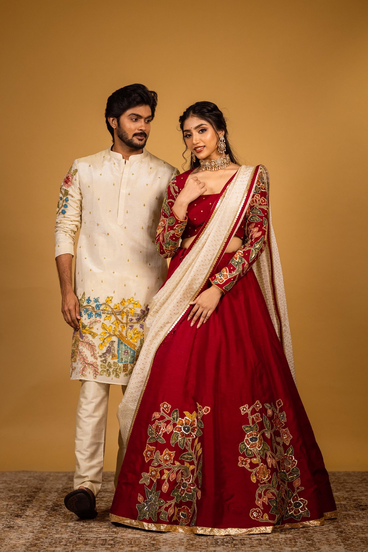 Ivory humming bird kurta set