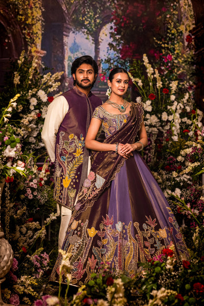 Purple & Lavender  Tissue Lehenga set