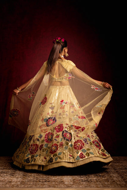 Gold hibiscus Lehenga set