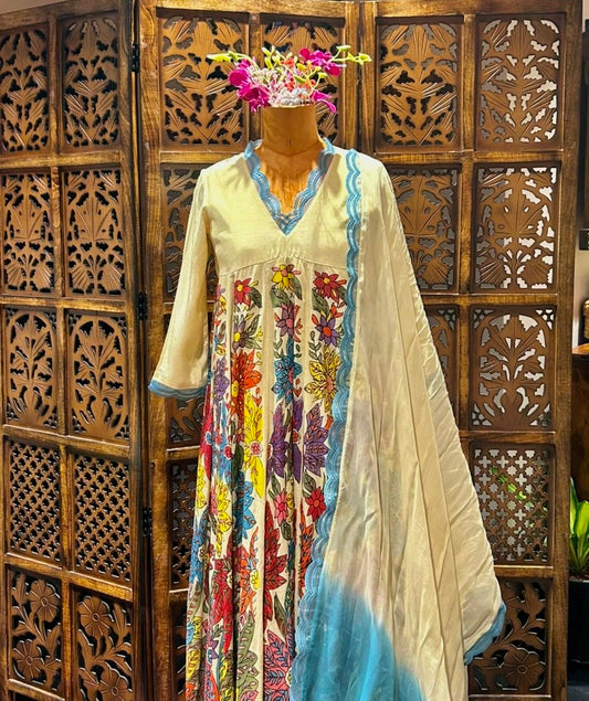 Hand painted floral anarkhali