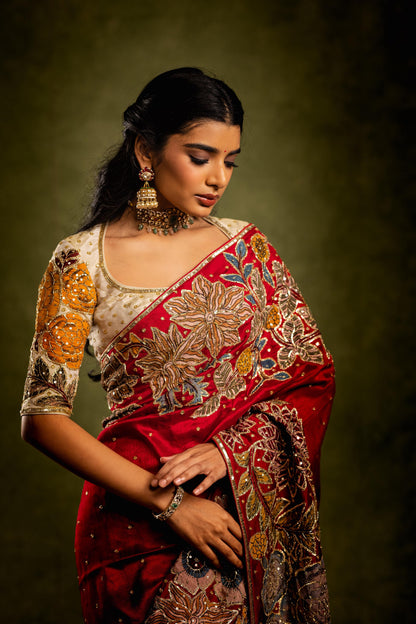 Red silk saree