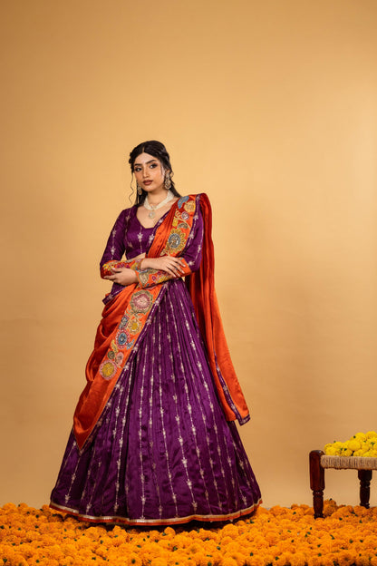 Purple Benarasi lehenga