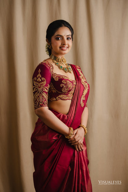 Maroon kanchivaram saree