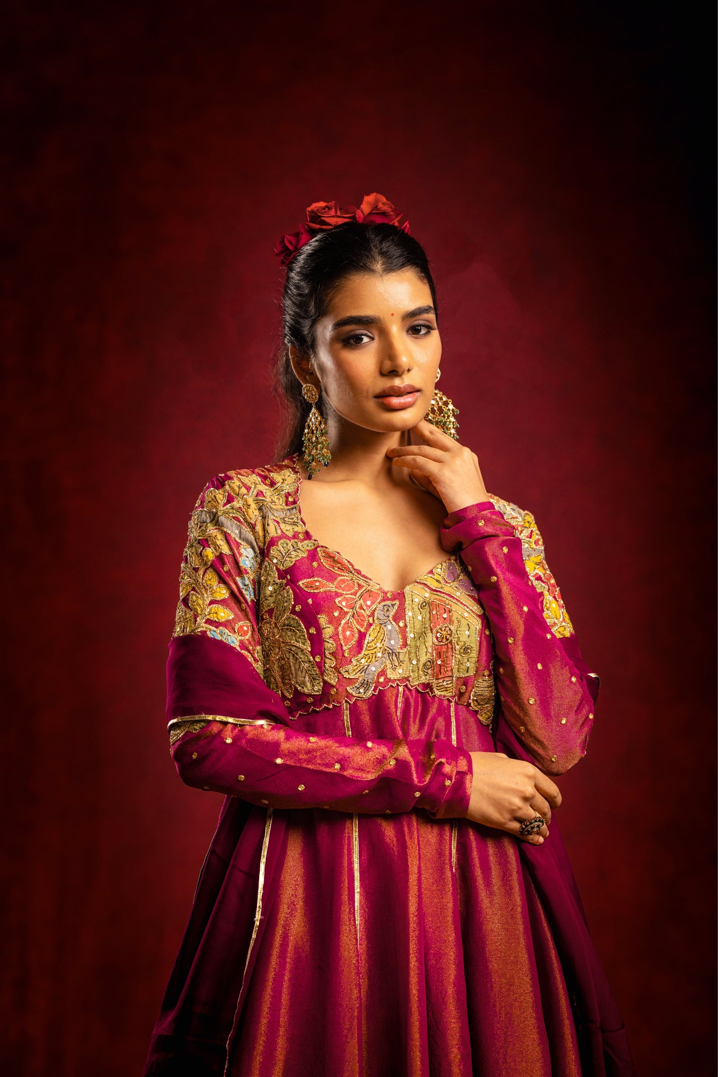 Magenta Anarkhali set