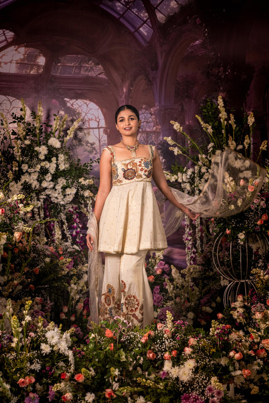 Ivory tissue sharara set