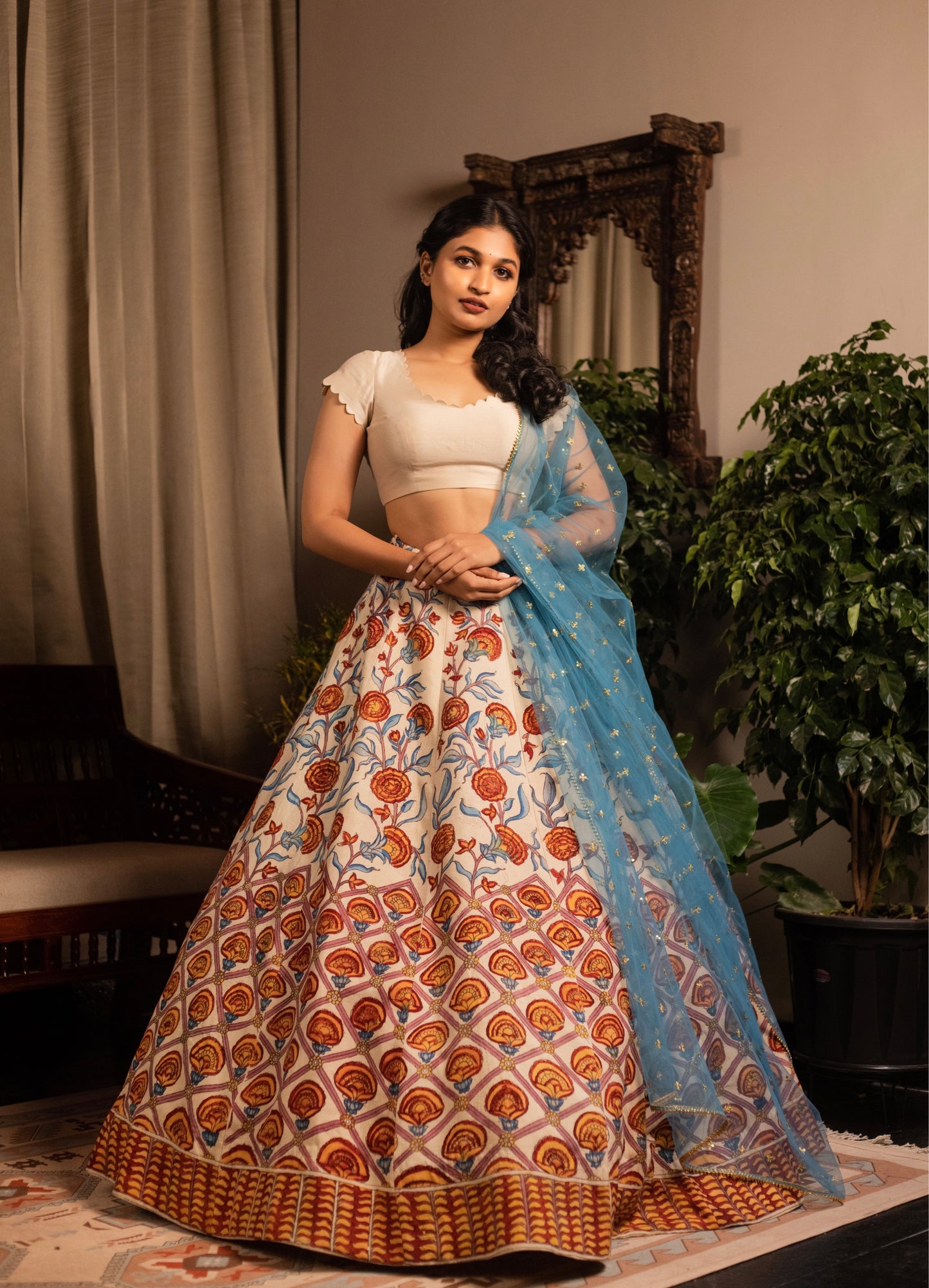 Cream khalis lehenga