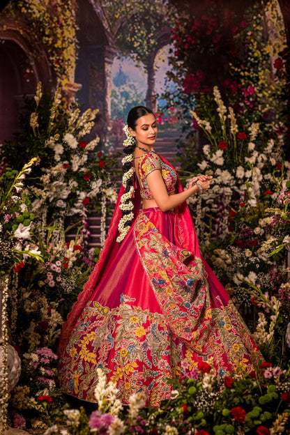 Pink & Magenta Tissue Lehenga set