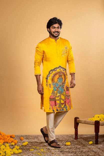 Yellow govardhan kurta set