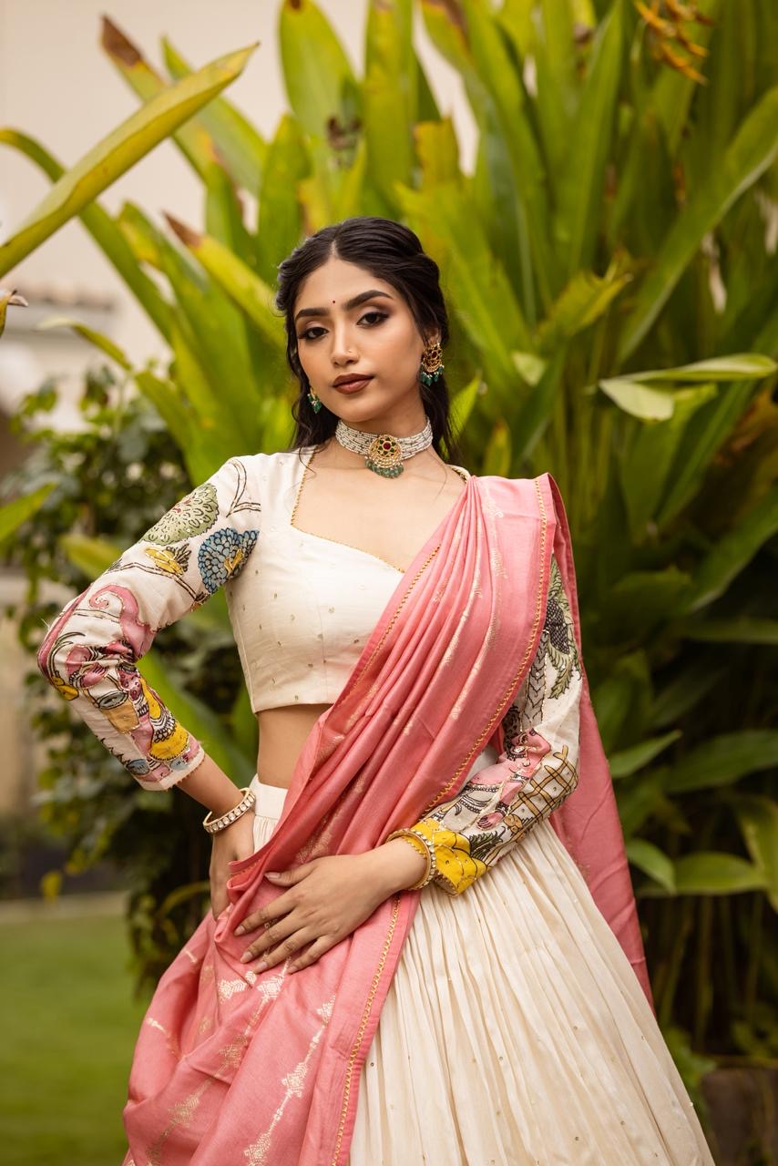 Ivory ganesha lehenga set