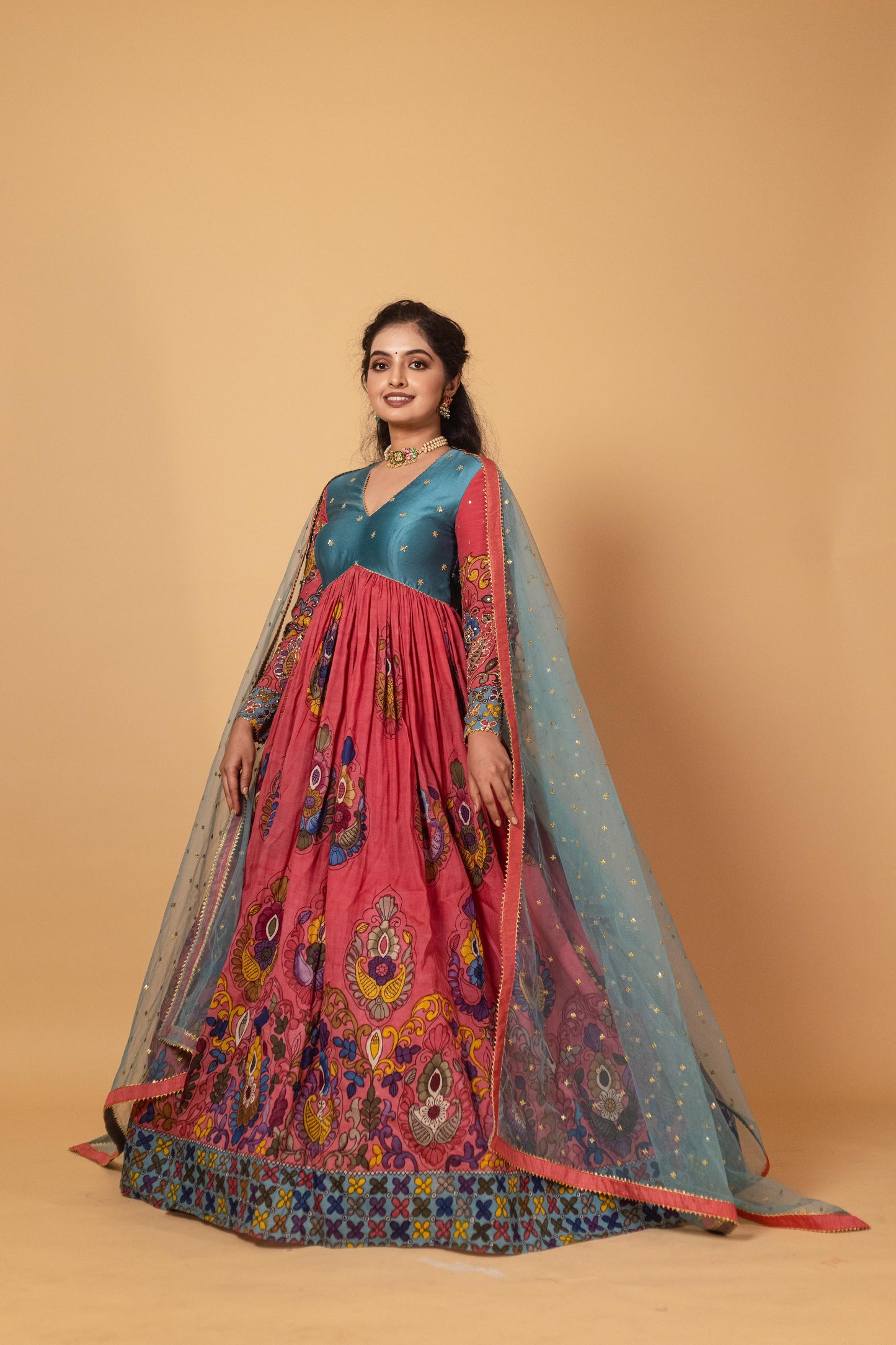 Pink & Blue anarkhali