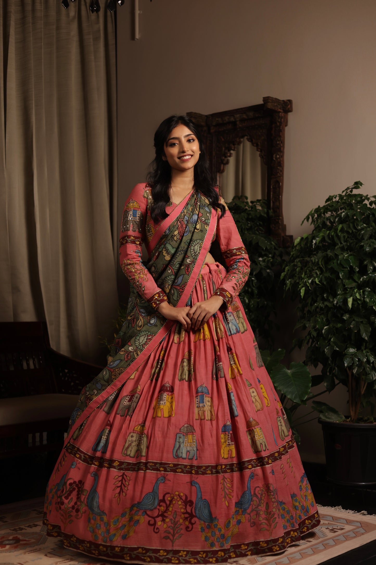 Pink elephant lehenga set