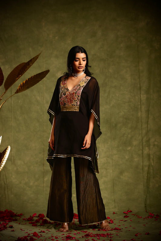 Black tissue kaftan set
